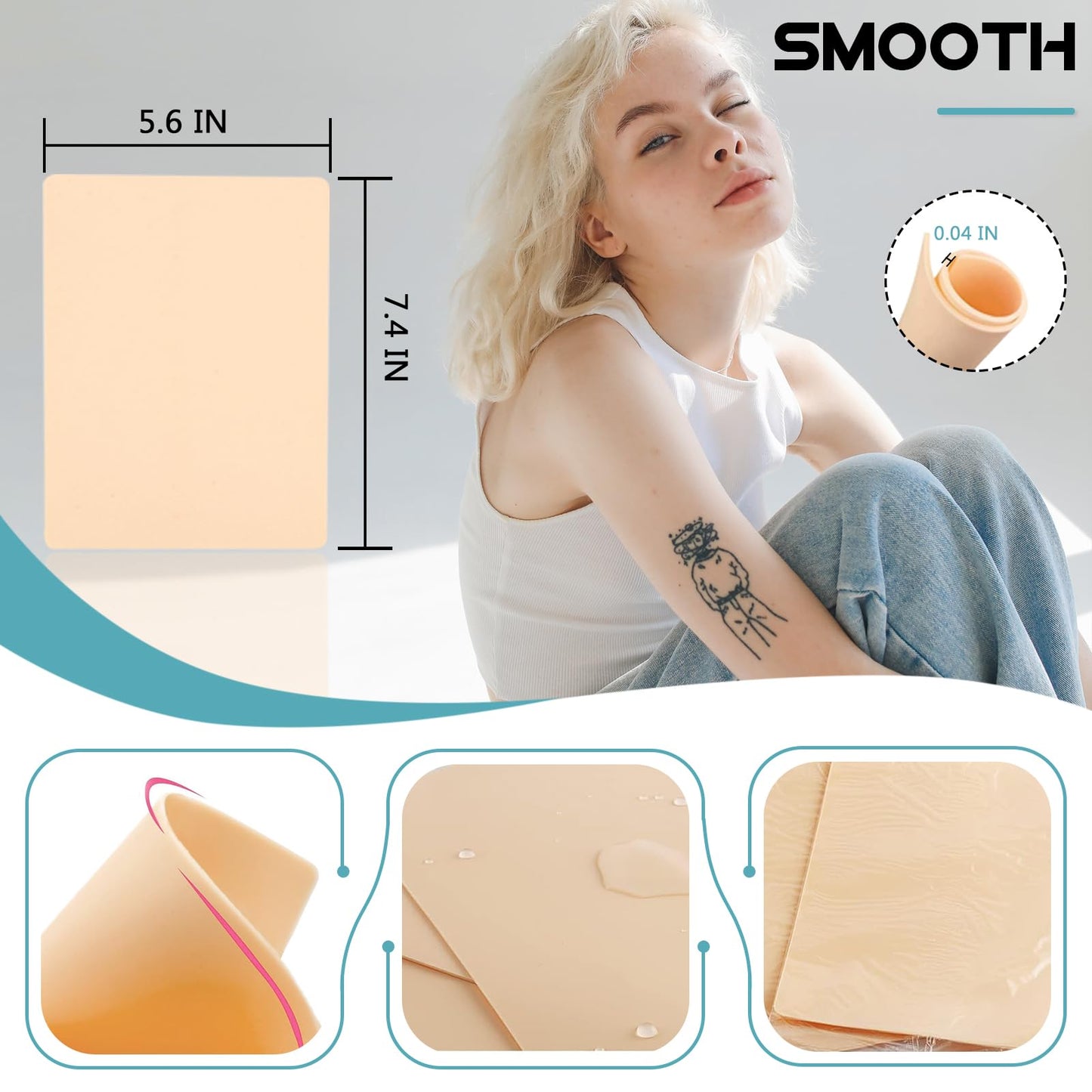 WZPB Tattoo Skin with Transfer Paper - 40Pcs Fake Skin and Stencil Paper Kit Including 20Pcs Double-Sided Practice Skin and 20Pcs Tattoo Transfer Paper for Beginners and Artists