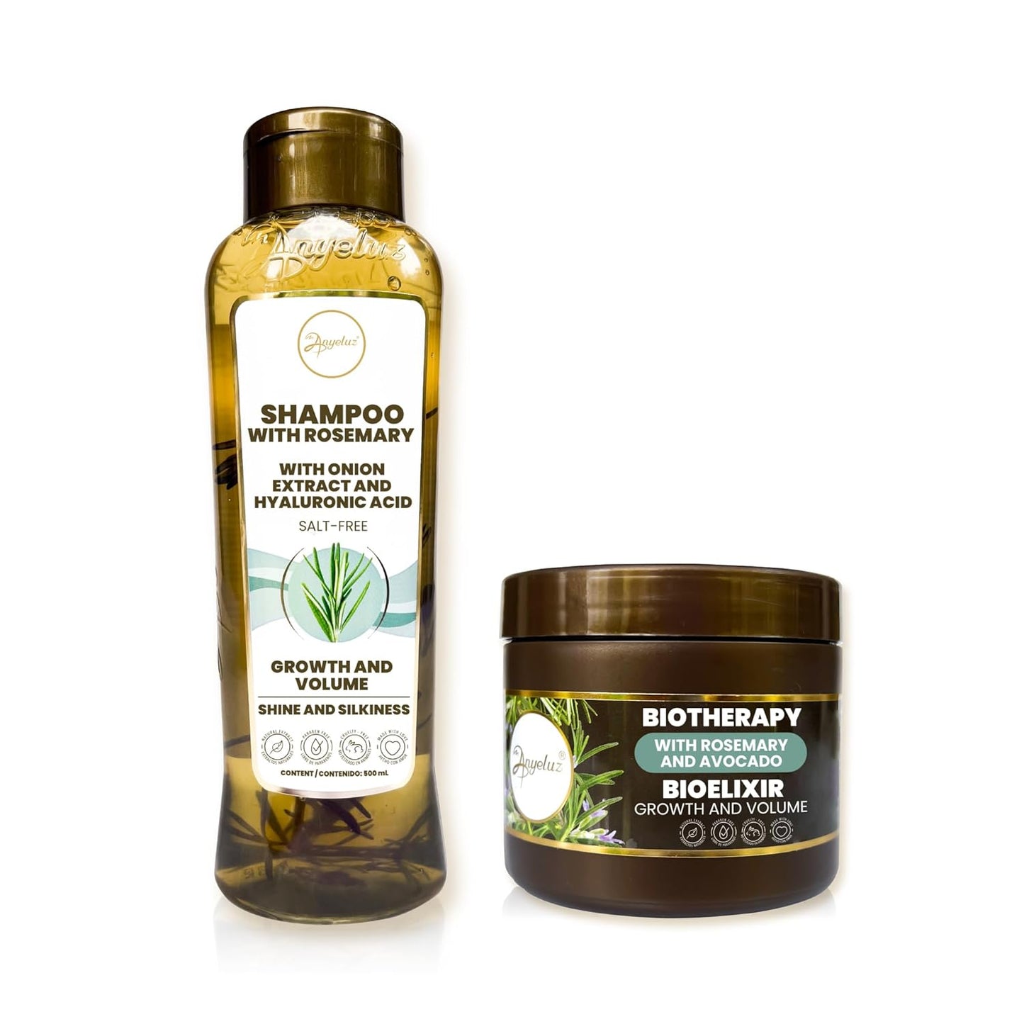 Rosemary Shampoo & Biotherapy Hair Mask - Hydrating & Strengthening Treatment for All Hair Types