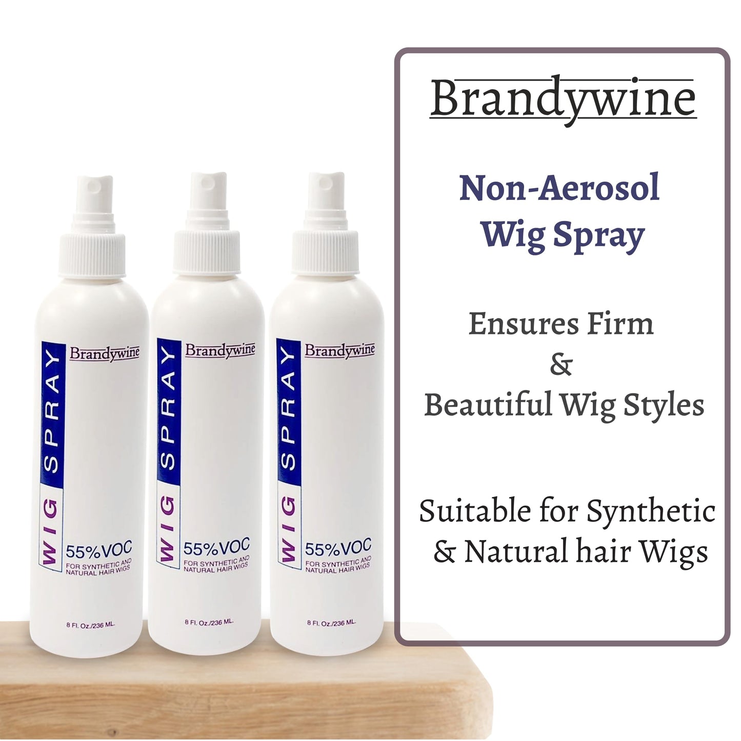Brandywine Non-Aerosol Wig Spray for Synthetic & Natural Hair Wigs, 3 Pack