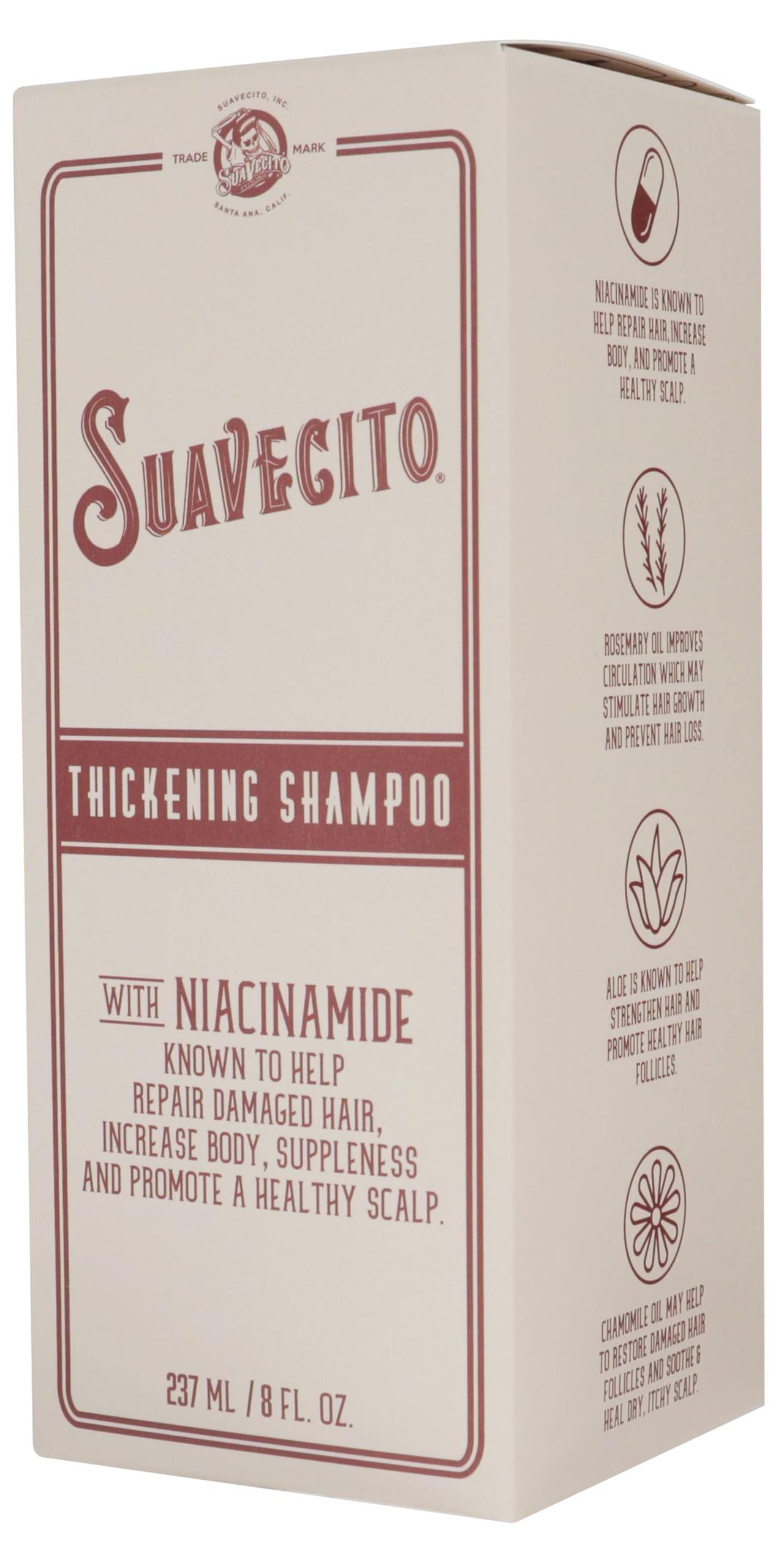 Suavecito Hair Thickening Shampoo With Niacinamide For Thinning Hair - Vitamin B3 Shampoo Repairs Damaged Hair, Improves Health And Fights Hair Loss