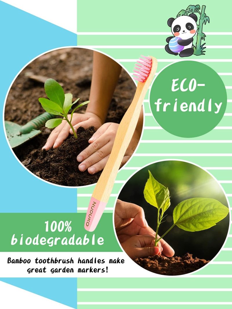 Bamboo Kids Toothbrushes - Eco-Friendly Organic 6-Pack | Biodegradable Soft Bristles for Toddlers