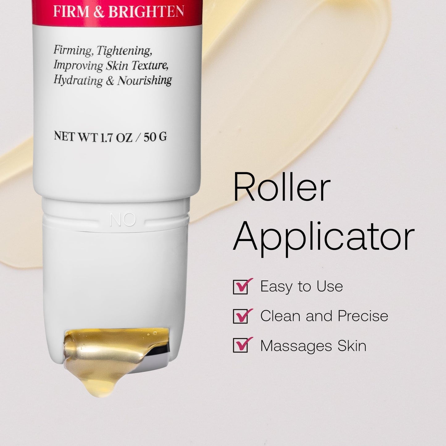 Bestkiss Neck Cream for Tightening and Firming: Hydrates, Lifts & Smoothes with Cooling Massaging Roller Applicator - with Retinol, Niacinamide & Hyaluronic Acid for Face, Neck & Chest, 1.7 OZ/50g