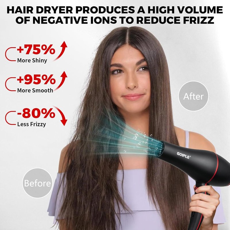 Ionic Hair Blow Dryer Kit - 13-Piece Professional Set | Lightweight, Low Noise, 1800W for Men & Women