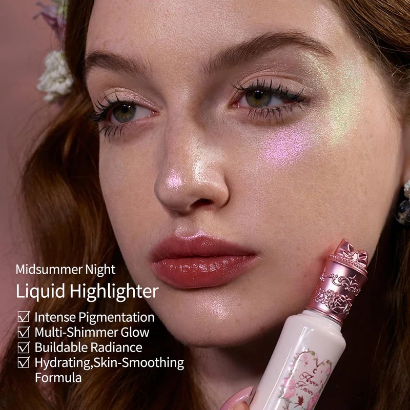 Flower Knows Midsummer Fairytales Liquid Highlighter&Eyeshadow(Multichrome),Highlighter Makeup,Pearlescent Face&Eye Illuminator,Blendable & Long-lasting Highlighter for All Skin Tone(04 Fairy Whisper)
