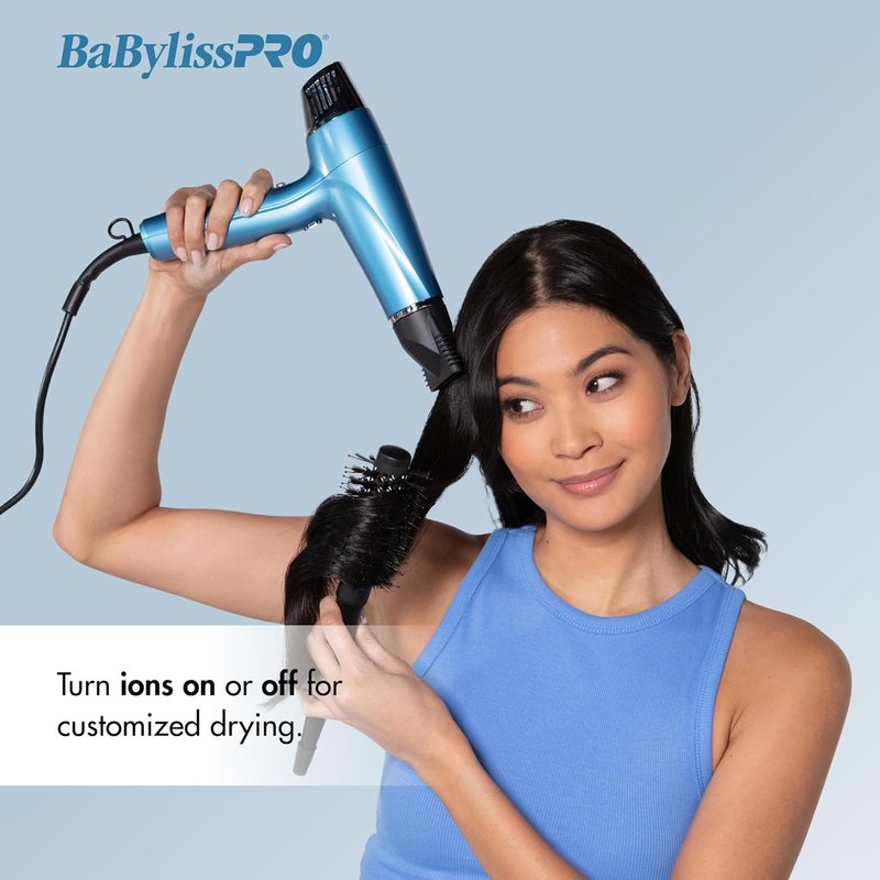 BabylissPRO Nano Titanium Hair Dryer - 1875W Professional Blow Dryer | Lightweight Ionic Technology for Faster, Frizz-Free Drying