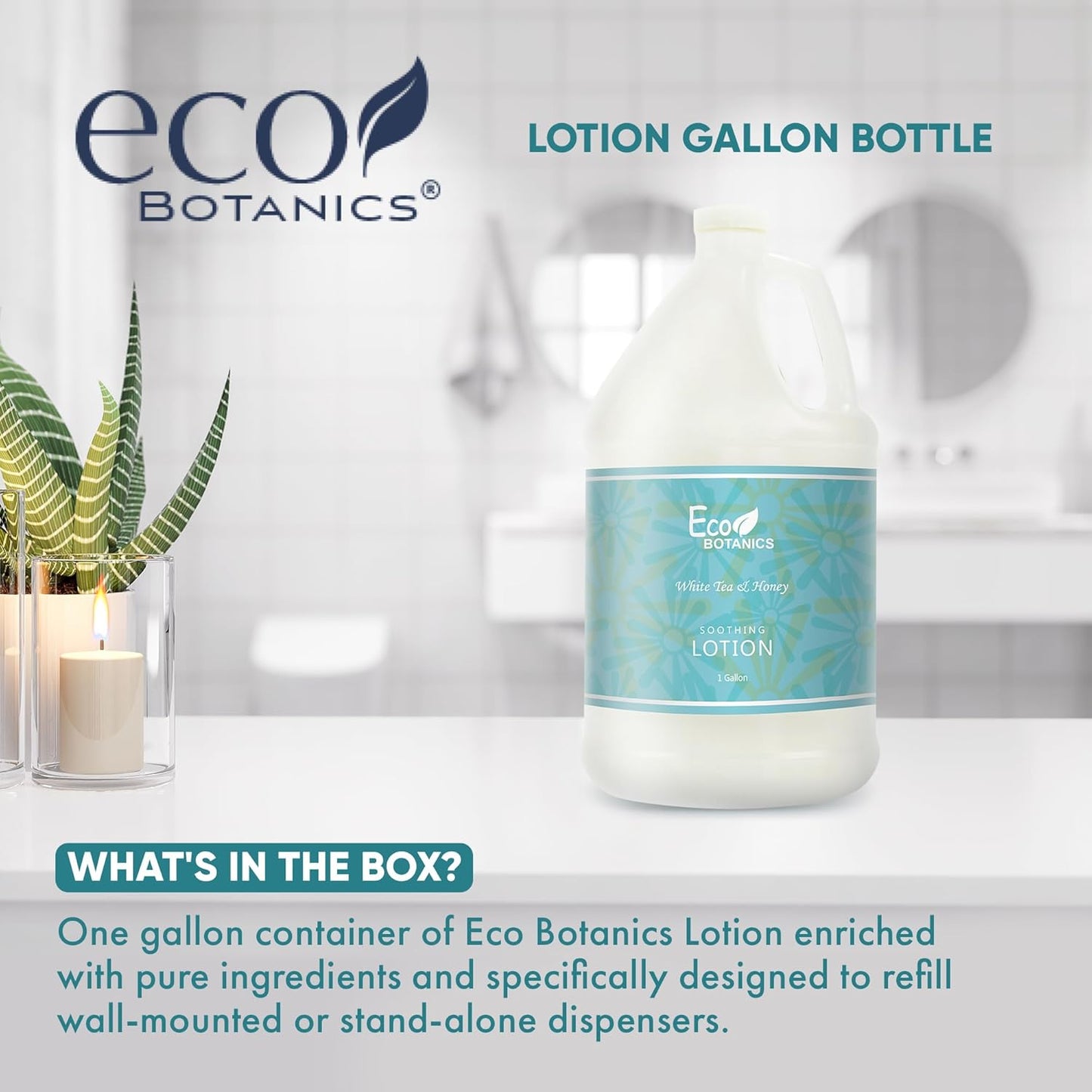 Terra Pure Eco Botanics Natural Lotion - Raw Honey & White Tea | Gallon Jug for Airbnb & Home Use