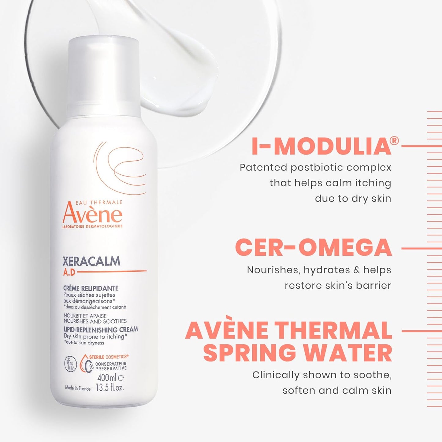 Avène XeraCalm A.D Lipid-Replenishing Cream | Eczema Relief for Dry, Itchy Skin - 6.7 Oz, Fragrance-Free, Safe for All Ages