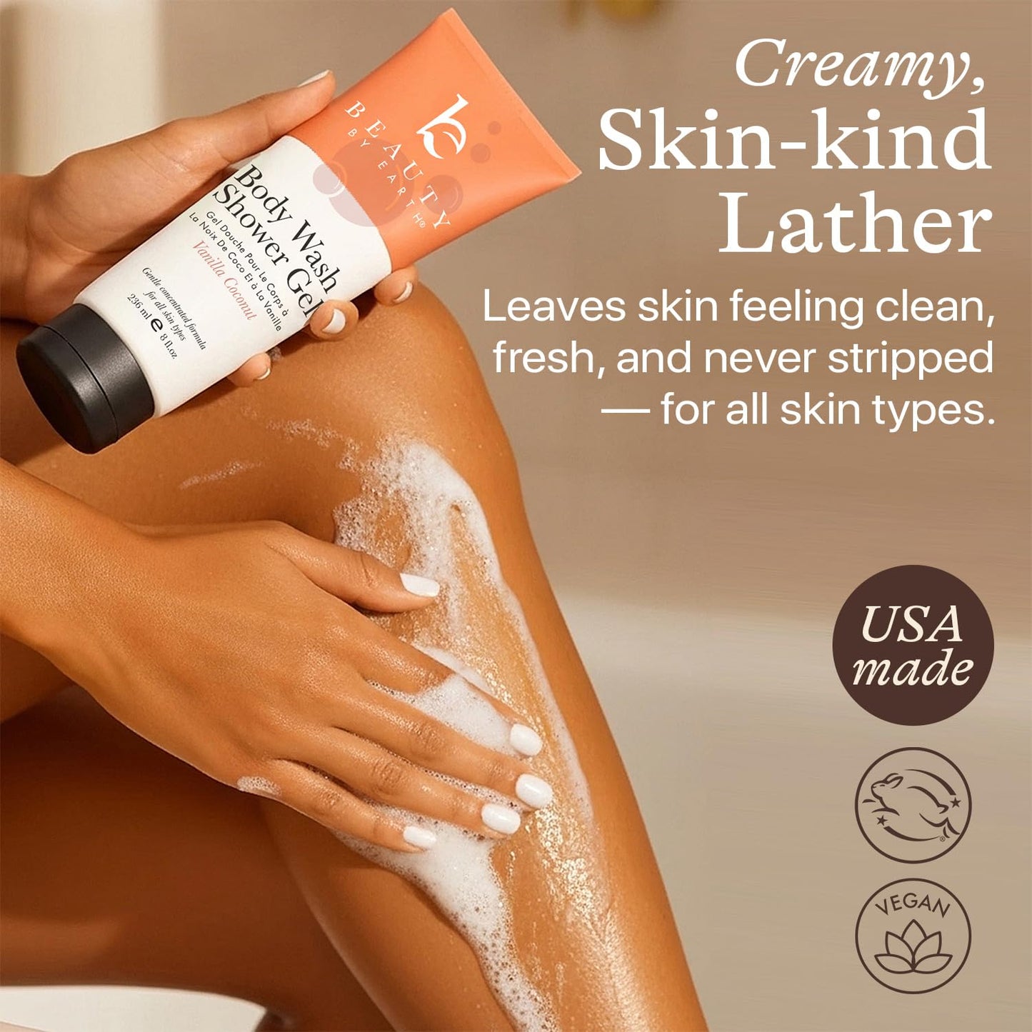 Beauty by Earth Vanilla Coconut Shower Gel Body Wash - USA Made