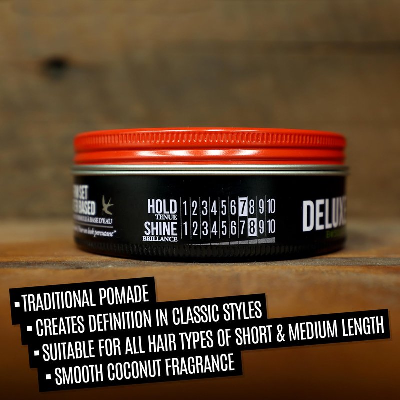 UPPERCUT DELUXE Barbers Collection Deluxe Pomade, 10.5 oz / 300g - Strong Hold, High Shine Hair Pomade – Water-Based, Easy Washout – Classic Barber Styling for Slick Backs, Side Parts & Pompadours