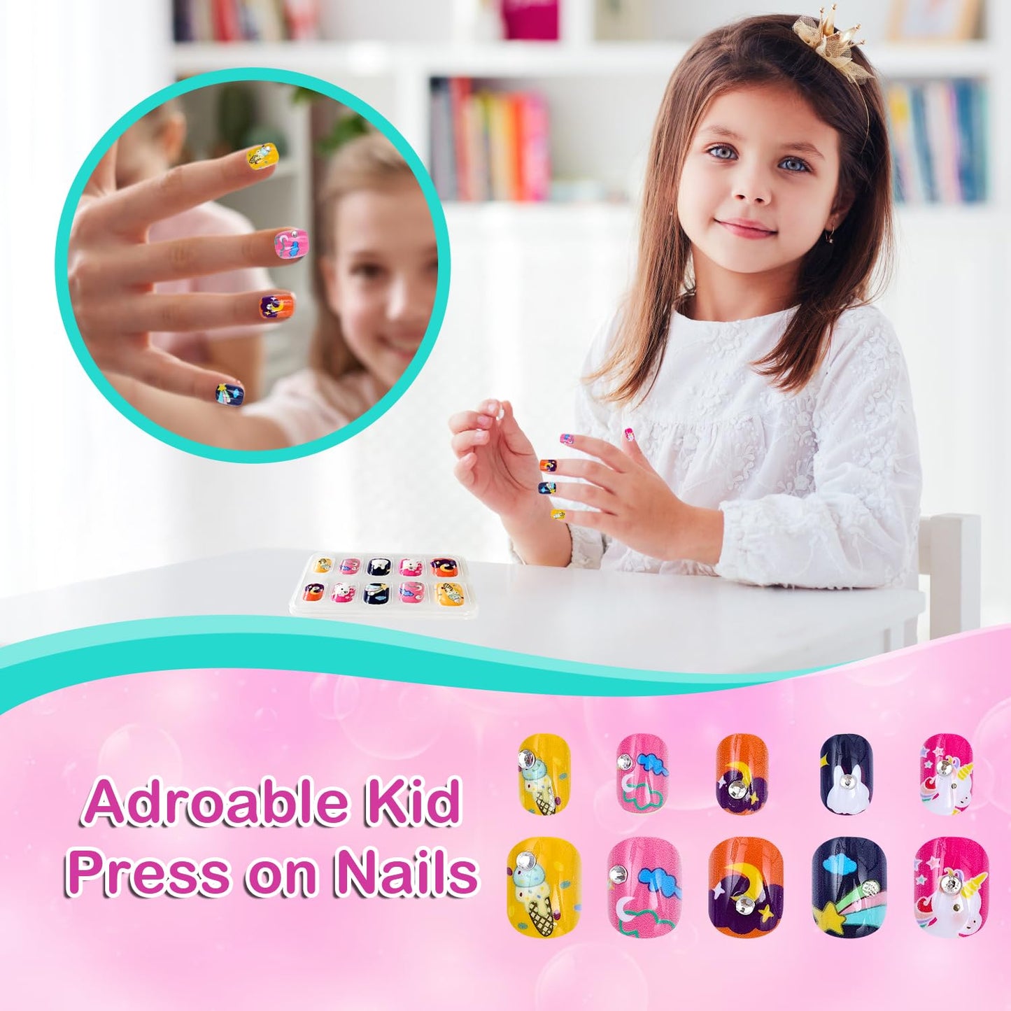 Kids Nail Polish Set with 4 Nail Art Pens - Non-Toxic Nail Pens Ages 4-12 - Spa & Manicure Kit for Girls 6-12, Birthday Gifts, Toys for Girls 8-10 Years