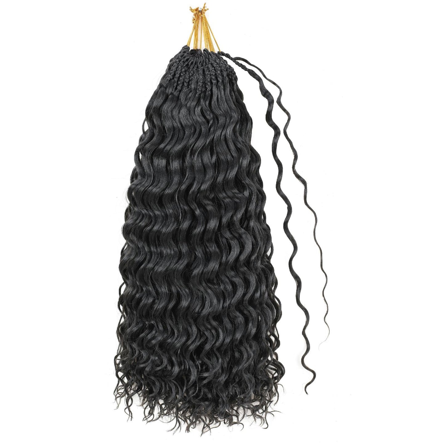 Pre looped Ocean Wave Crochet Hair 8 Packs 18 Inch Natural Black Synthetic Pre Twisted Ocean Braids Hair Boho Deep Wave Short Curly Crochet Hair for Black Women (18 Inch, 1B#)