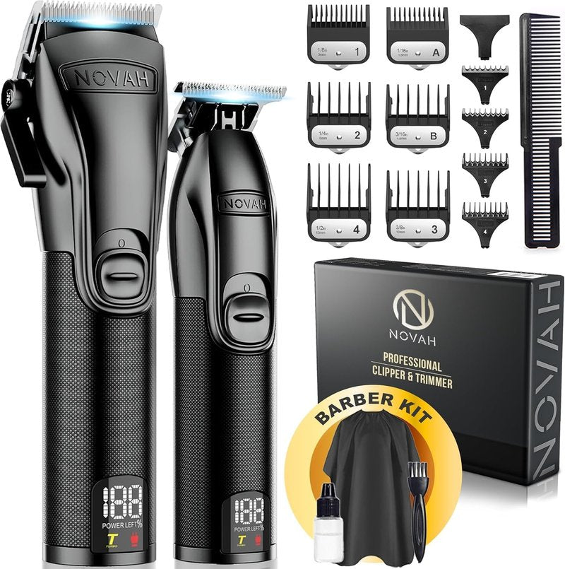 Novah® Professional Hair Clippers for Men - Cordless Barber Clipper & Trimmer Set for Precision Haircuts | Fade & Grooming