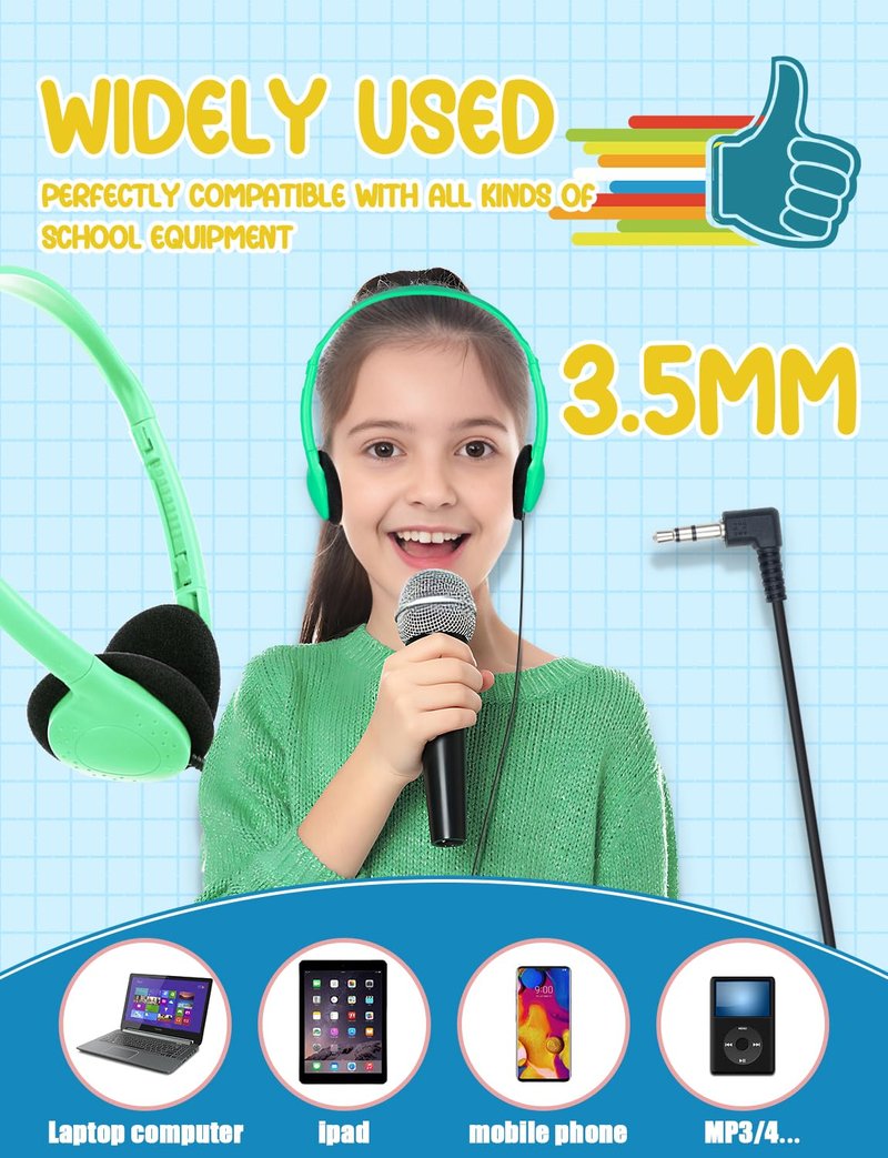 ZNXZXP 18 Pack Classroom Kids Headphones Bulk for School Students Children Teen Boys Girls, Wholesale Bulk Headphones for Classroom Earphones 3.5mm Jack Mix Colors (B)