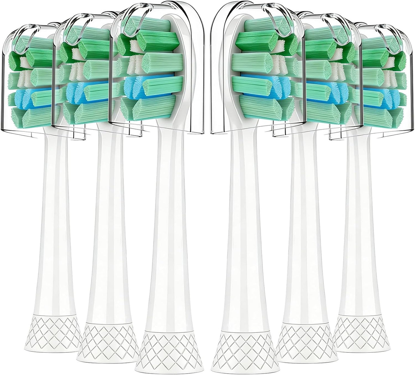 Toothbrush Replacement Heads for Philips Sonicare C1 & C2 - Soft Bristles, 6-Pack, White