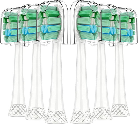 Toothbrush Replacement Heads for Philips Sonicare C1 & C2 - Soft Bristles, 6-Pack, White