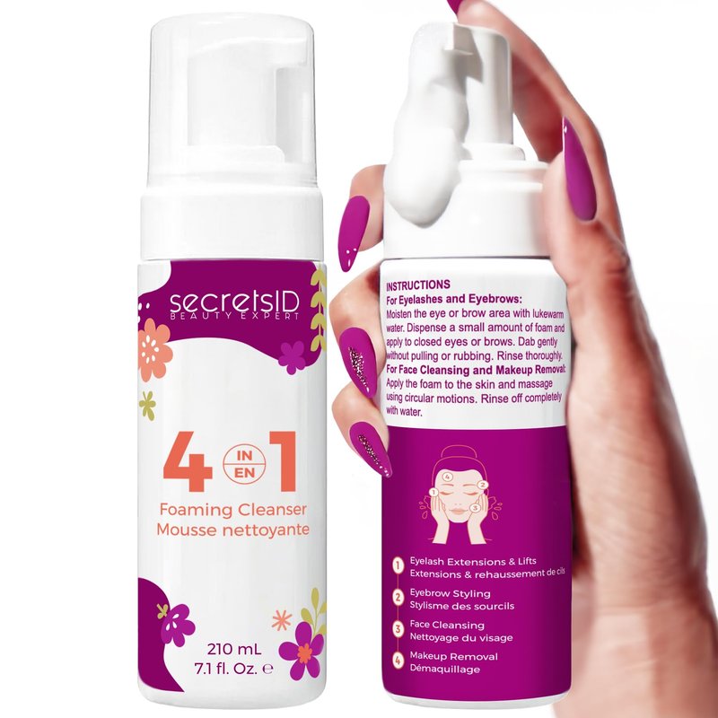 SecretsID Lash Shampoo Kit for Eyelash Extensions - Premium Salon-Grade Made in the USA 210 mL Fragrance-Free Eyelid Foaming Cleanser
