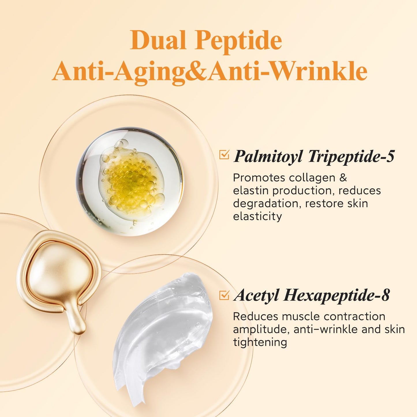 HKH Retinol + HPR Serum for Face - Anti-Aging Wrinkle Night Serum Capsules - Peptide Serum for Women - Skincare Fine Lines & Tighten Sagging Skin - Non-Greasy - Travel-Friendly