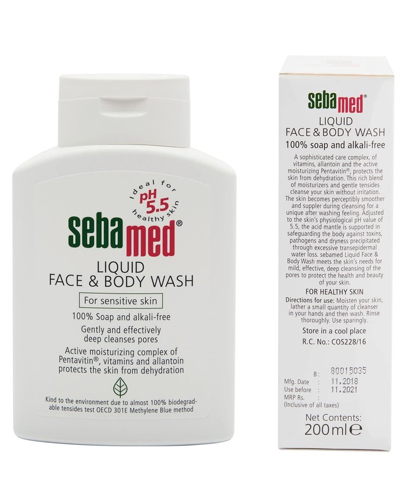 Sebamed Liquid Face & Body Wash 200ml -moisturizing protects the skin from dehydration