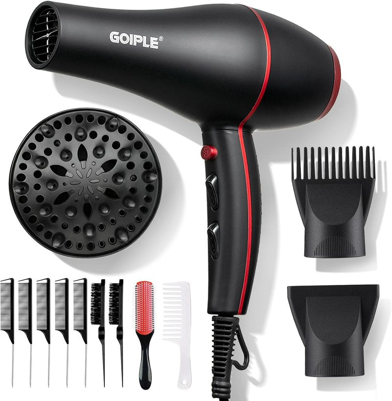 Ionic Hair Blow Dryer Kit - 13-Piece Professional Set | Lightweight, Low Noise, 1800W for Men & Women