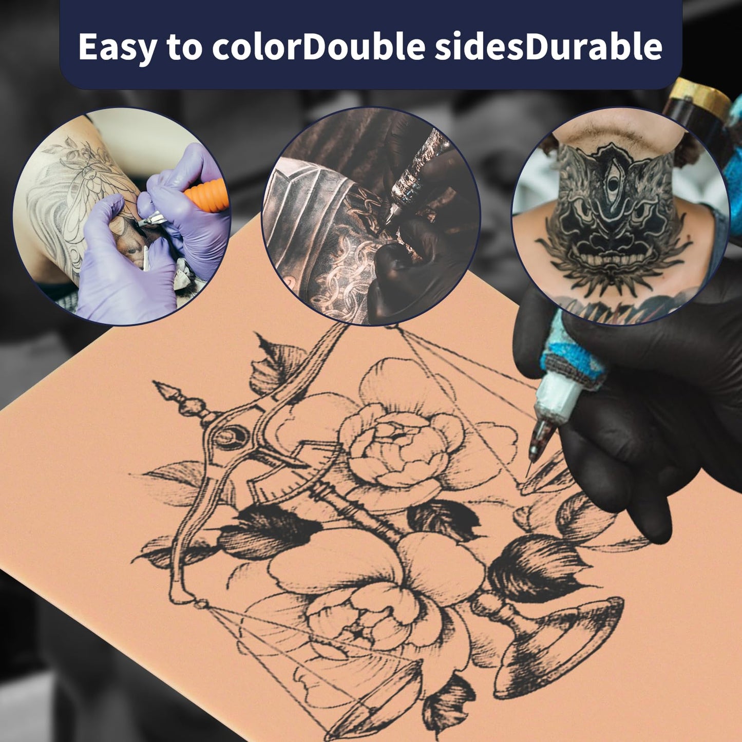 Narkasy 3MM Tattoo Practice skin - 20pcs Double Sides Thick Fake Skin Tattoo Skin for Practicing,Soft Silicone Tattoo Eyebrow Practice Skins for Beginner & Experienced Tattoo Artist…