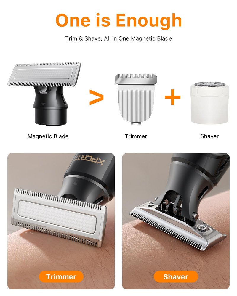 [2026 Upgraded] Body & Nose Hair Trimmer Kit, [All-in-One] Travel Beard Electric Shaver for Men, USB-C Fast Charging, Rechargeable Painless Razor Cordless Waterproof Wet/Dry, Black(Solo)
