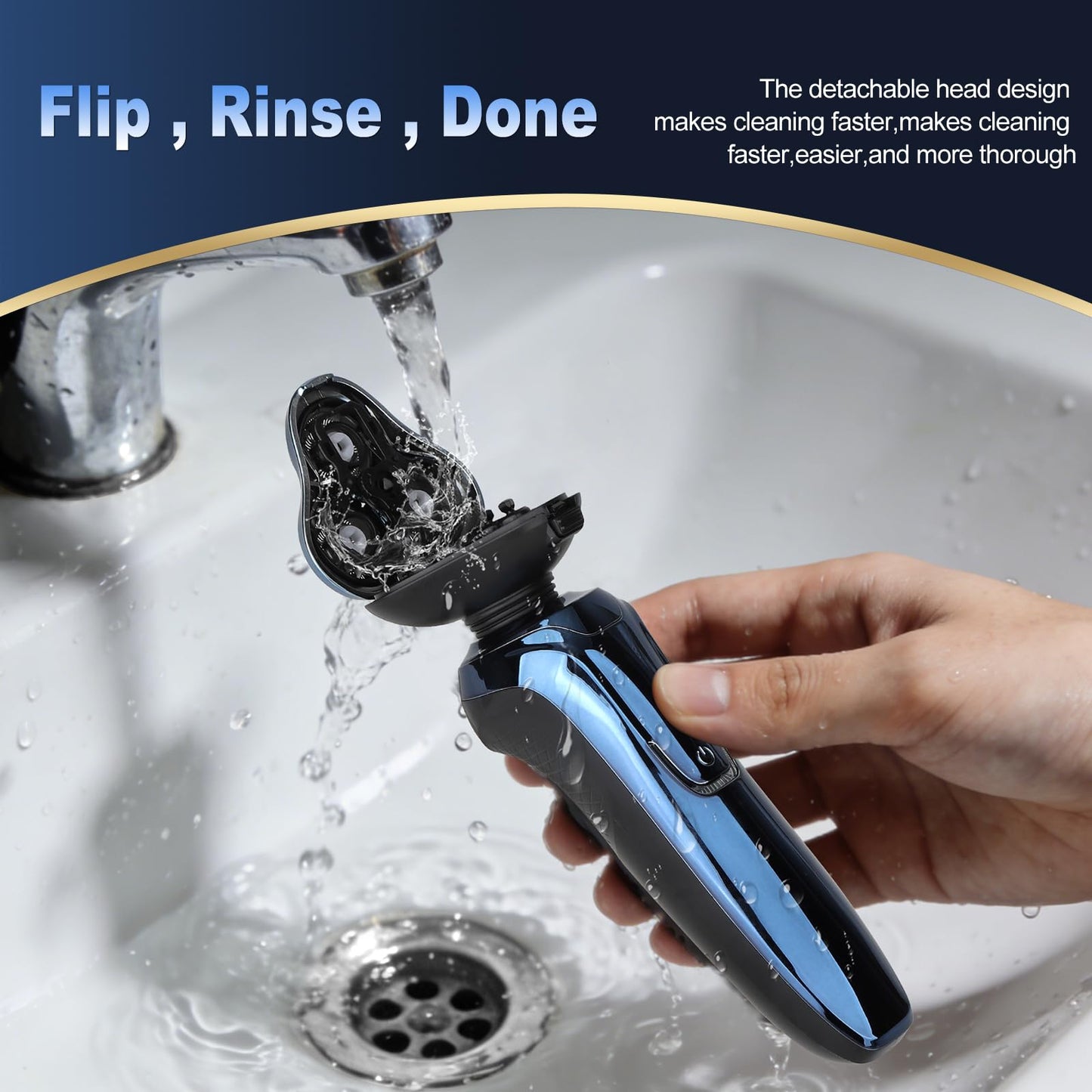 Electric Razor for Men, Cordless Rotary Electric Shaver, Rechargeable Wet & Dry Waterproof Floating Head Shaver, 4D Dual-Ring Face Shaving Grooming Tool, Travel Shaving Kit, Ideal Gift for Men
