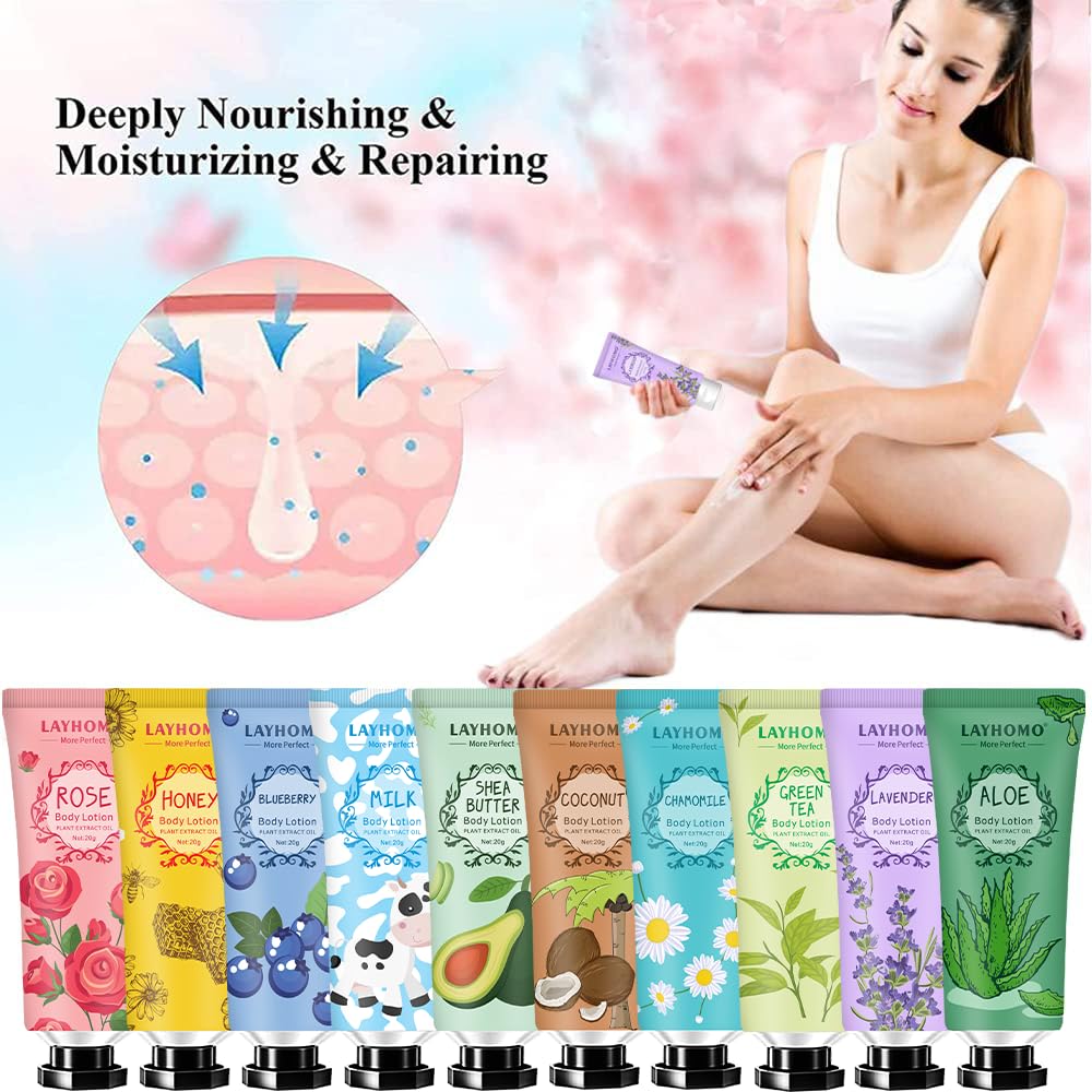 20 Pack Mini Body Lotion Gift Bulk for Dry Skin,Travel Size Small Body Cream With Shea Butter Natural Fragrance Moisturizing Body Lotion for Women Men,Gifts for Women,Gift for Her Thank You Gift