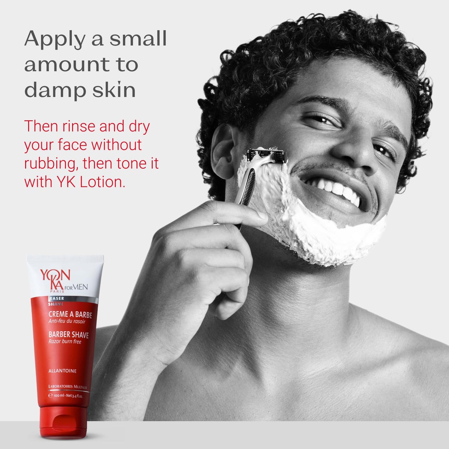 Yon-ka Men's Barber Shave Cream | Razor Burn Free Shaving Cream | Patchouli & Peppermint | Soothes Sensitive Skin | Allantoin & Vitamin B5 | for Thick Beards & Smooth Shaves | 3.4 fl oz