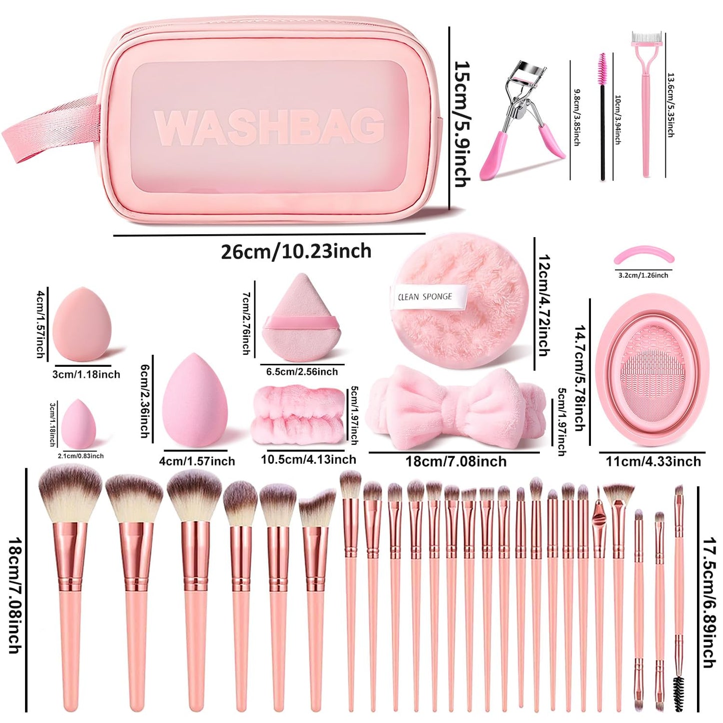 Professional 70-Piece Pink Makeup Brush Set | Multi-Functional Tools with Case for Face & Eye Makeup