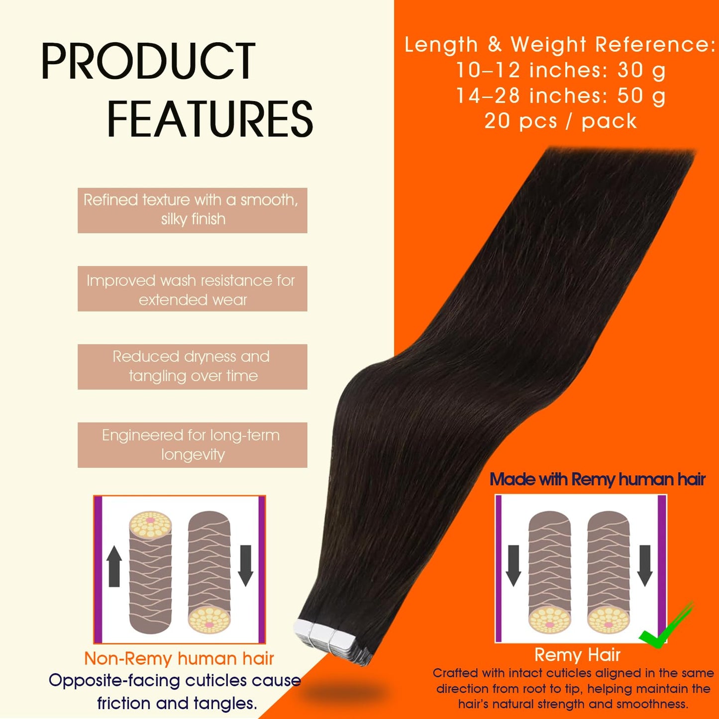 Full Shine Brown Tape in Hair Extensions Real Human Hair 20 Inch Skin Weft Seamless Pu Human Hair Extension 20 Pcs 50Gram Thick End Straight Hair Remy Tape in Hair Extensions Add length for Women