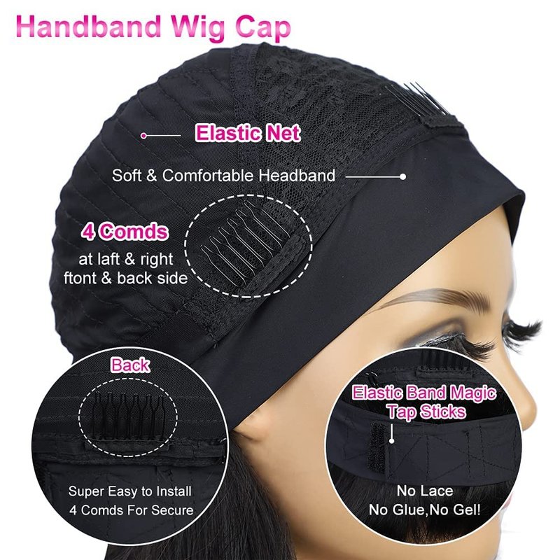 AISI QUEENS Human Hair Headband Wigs for Black Women - Curly, Glueless, Easy Wear - 10 Inch, Medium Cap Size (21.5 Inch)