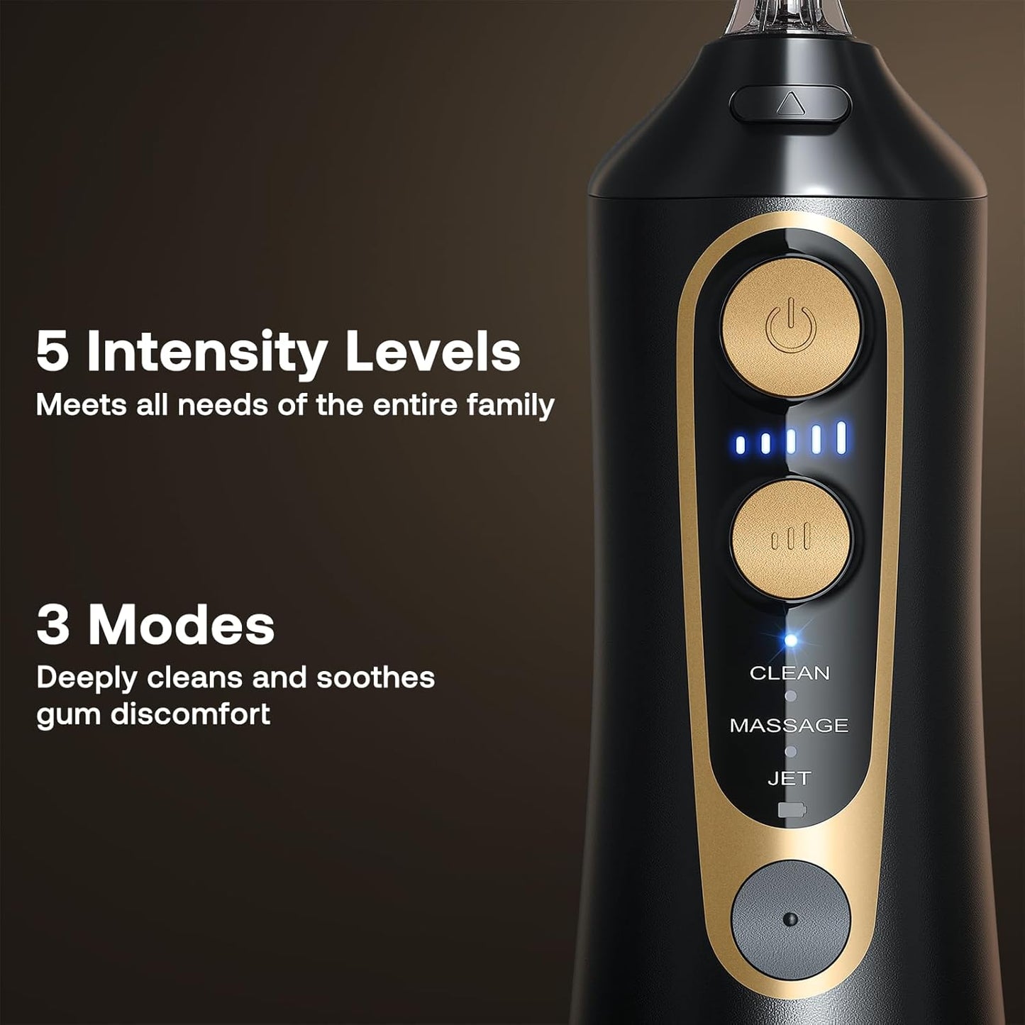 Bitvae Water Dental Flosser - Cordless Oral Irrigator with 6 Jet Tips | 3 Modes, IPX7 Waterproof, Portable, Black