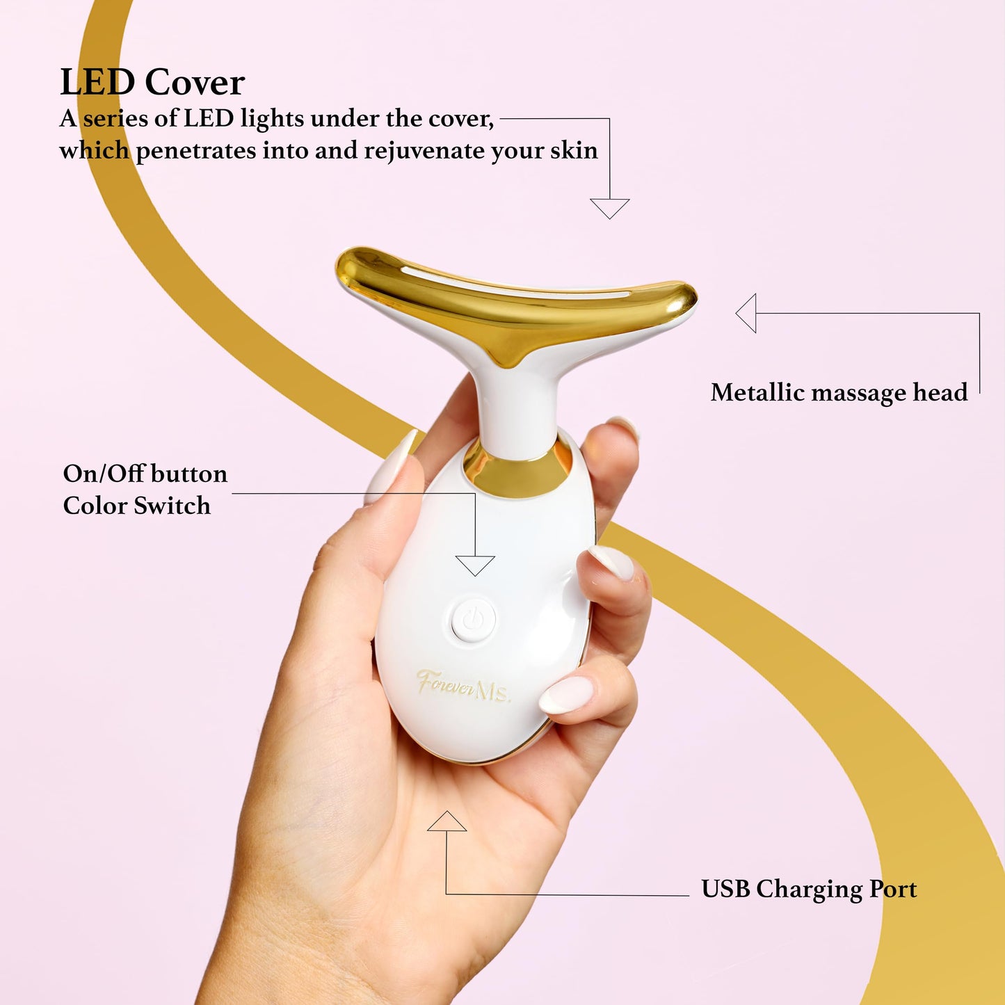 Red Light Therapy Face Massager Tool - with 7 LED Colors - Skin Care Beauty Device for Neck and Facial Tightening and Lifting
