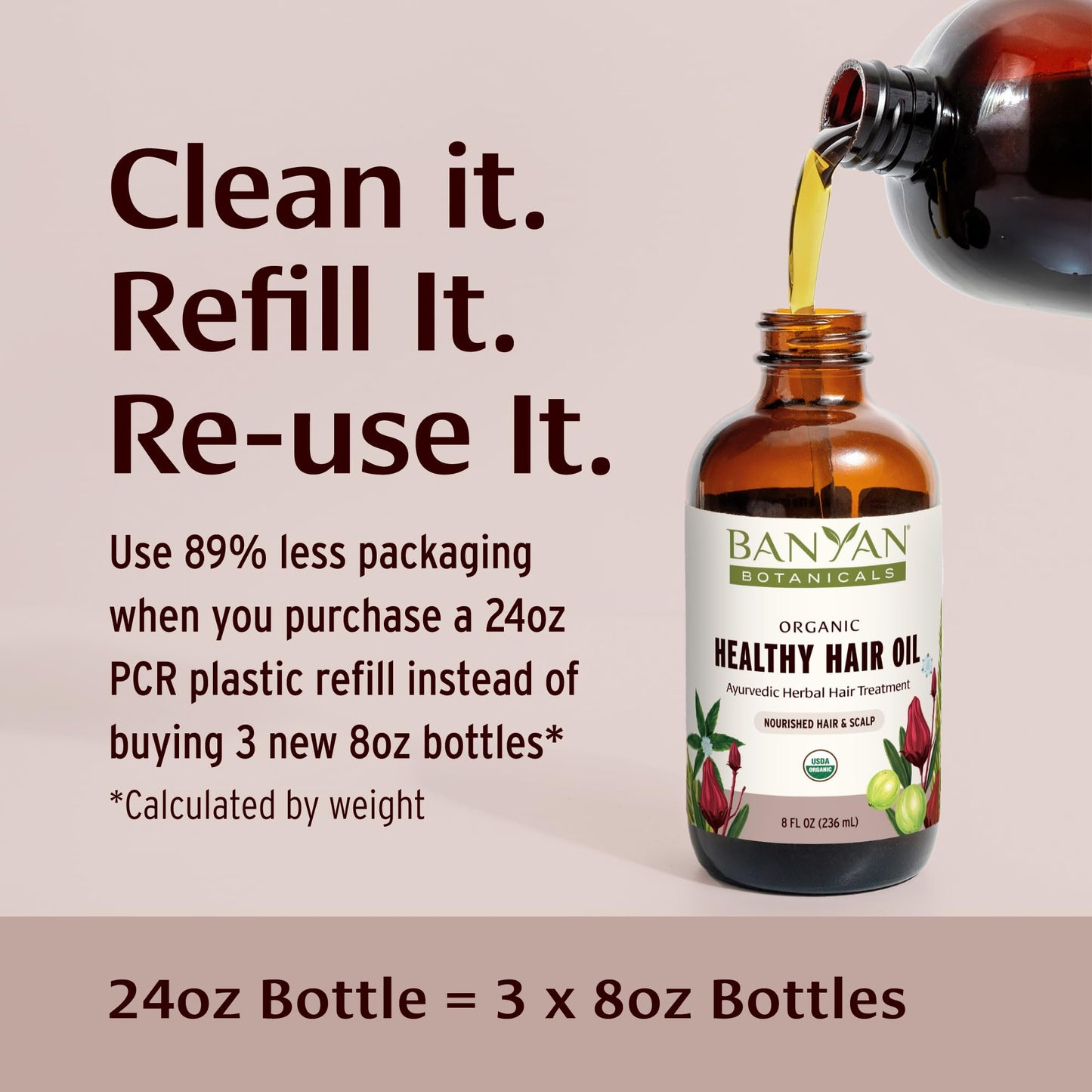 Banyan Botanicals Organic Hair Oil with Bhringaraj & Amla - Ayurvedic Scalp & Hair Care for All Types, Thick & Lustrous Hair - 8 oz, Non-GMO Sustainably Sourced
