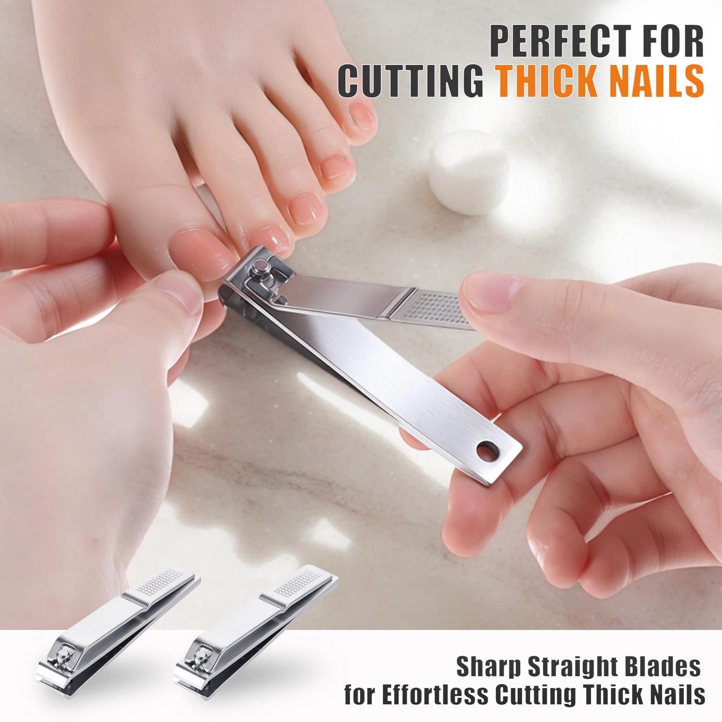 AVERZELLA 6-Pack Toenail Clippers, Straight Edge Large Nail Clippers Bulk Set for Men Women Seniors, 3.15 inch Long Handled for Thick Toenails, Big Stainless Steel Toe Nail Clipper with Anti-Slip Grip