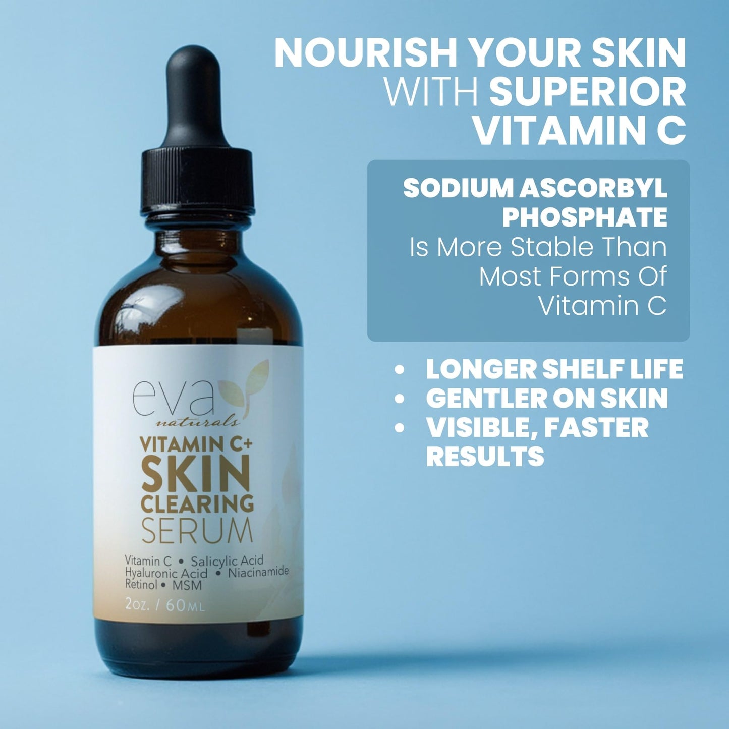 Vitamin C Serum for Face with Retinol & Salicylic Acid – Skin Clearing Acne Spot Treatment with Niacinamide, Hyaluronic Acid, MSM – Anti-Aging Facial Serum for Dark Spots and Blemishes, 2 Fl Oz