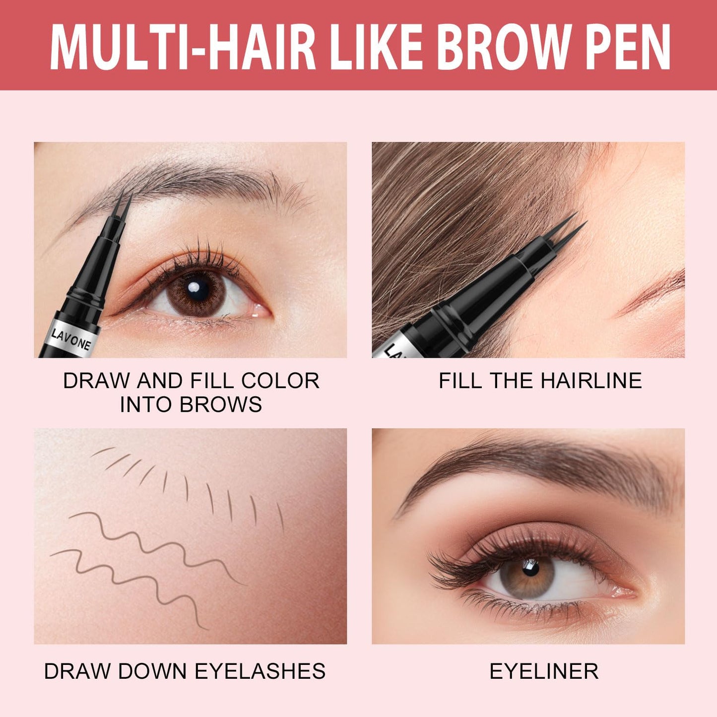 Eyebrow Pencil, 2-in-1 Waterproof Eyebrow Pen, with 2 Tip Microblading Eyebrow Pencil and Ultra-Precise Brow Pencil, with Eyebrow Brush, Eyebrow Pencils for Women, Natural Hair-Like Brows - Dark Brown