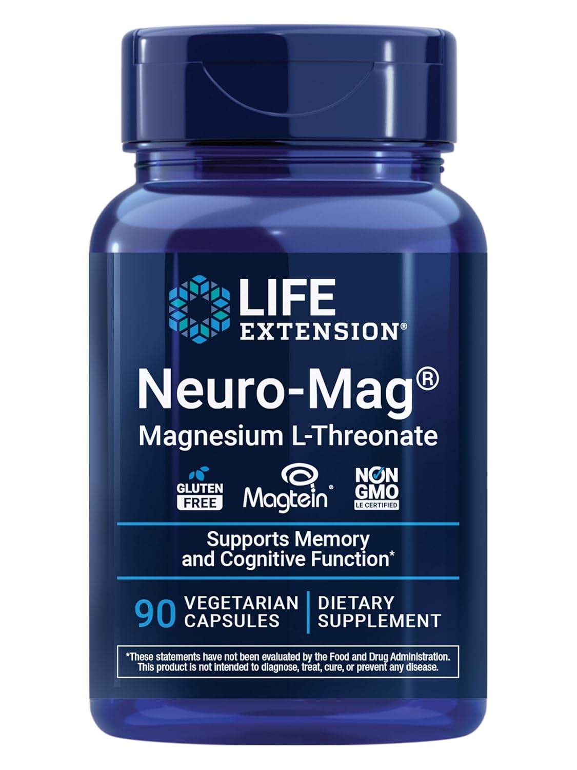 Neuro-Mag Magnesium L-Threonate - Cognitive Health Support, Quick Thinking | 90 Vegetarian Capsules (144 mg)