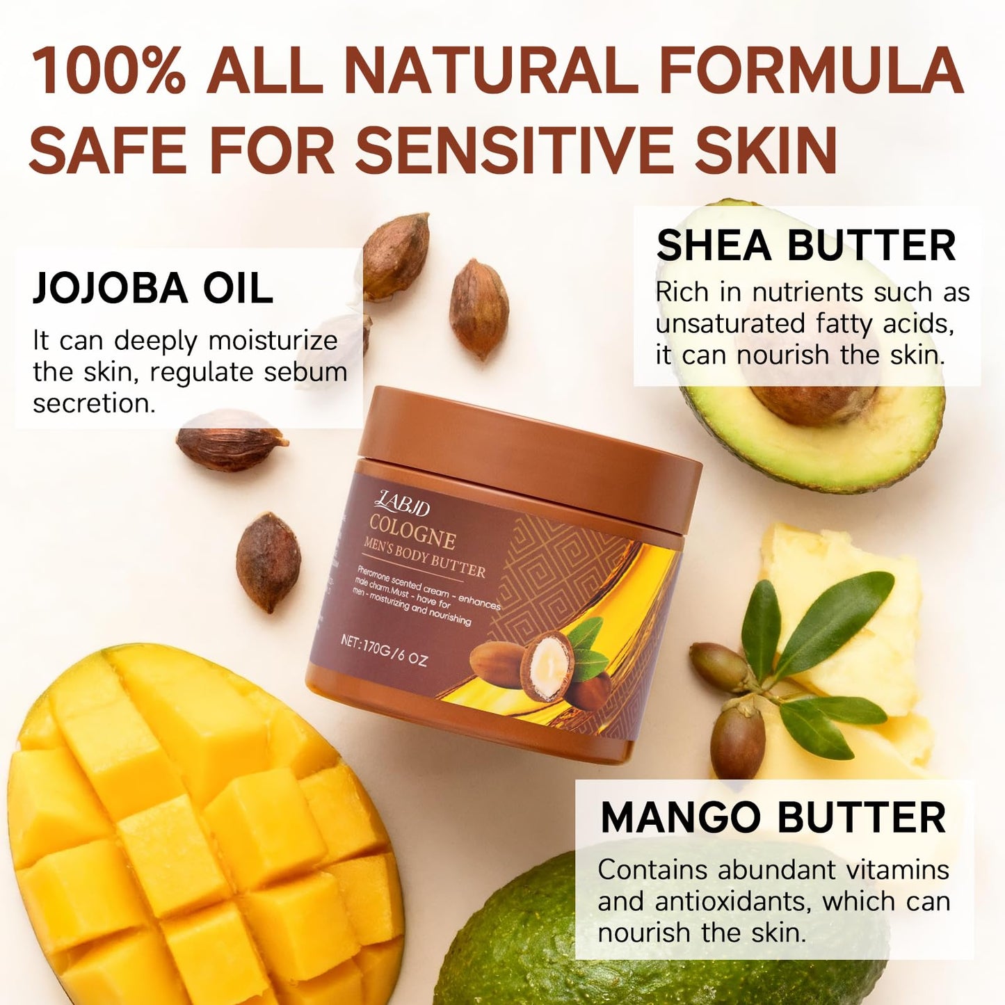 LABJD Cologne Body Butter for Men, 2 Pack Pheromone Scented Cream, Pheromone body butter for men,Hydrates and moisturizes to enhance attractiveness
