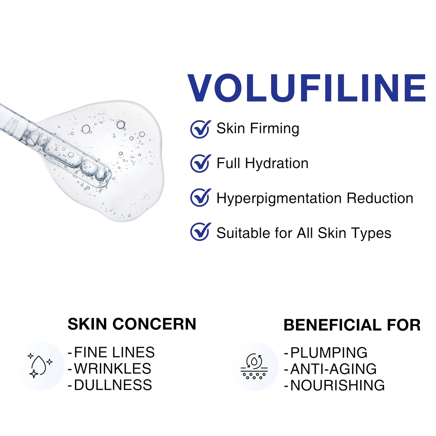 Volufiline 100% Concentrate Firming Serum for Sagging Skin – Face Tightening, Jawline & V-Line Contour Booster, Anti-Wrinkle Collagen Enhancer | Fast-Absorbing Mix-in Korean Skincare