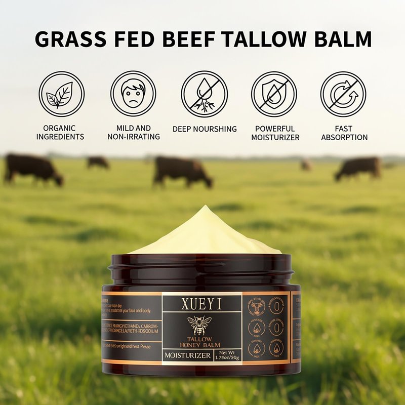 BRICKSWAN Fed Beef Tallow Balm with Raw Honey - All-Natural Moisturizer, Moisturizing Cream for Soft, Gift for Valentine's Day, Mother's Day (2PCS, 3.52OZ)