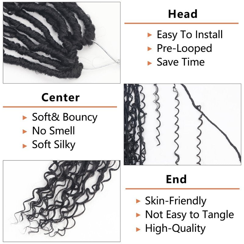 Vemet 30 Inch Goddess Boho Faux Locs Crother Hair 8 Packs Crochet Locs Hair with Curly Ends Synthetic Bohemian River Crochet hair for Black Women