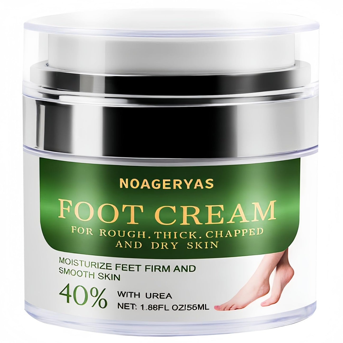 NOAGERYAS Urea Cream with 40% Urea, Tea Tree Oil, and Aloe Vera - Moisturizing Foot Cream for Soft, Smooth Skin - Ideal for Rough, Cracked, and Dry Feet