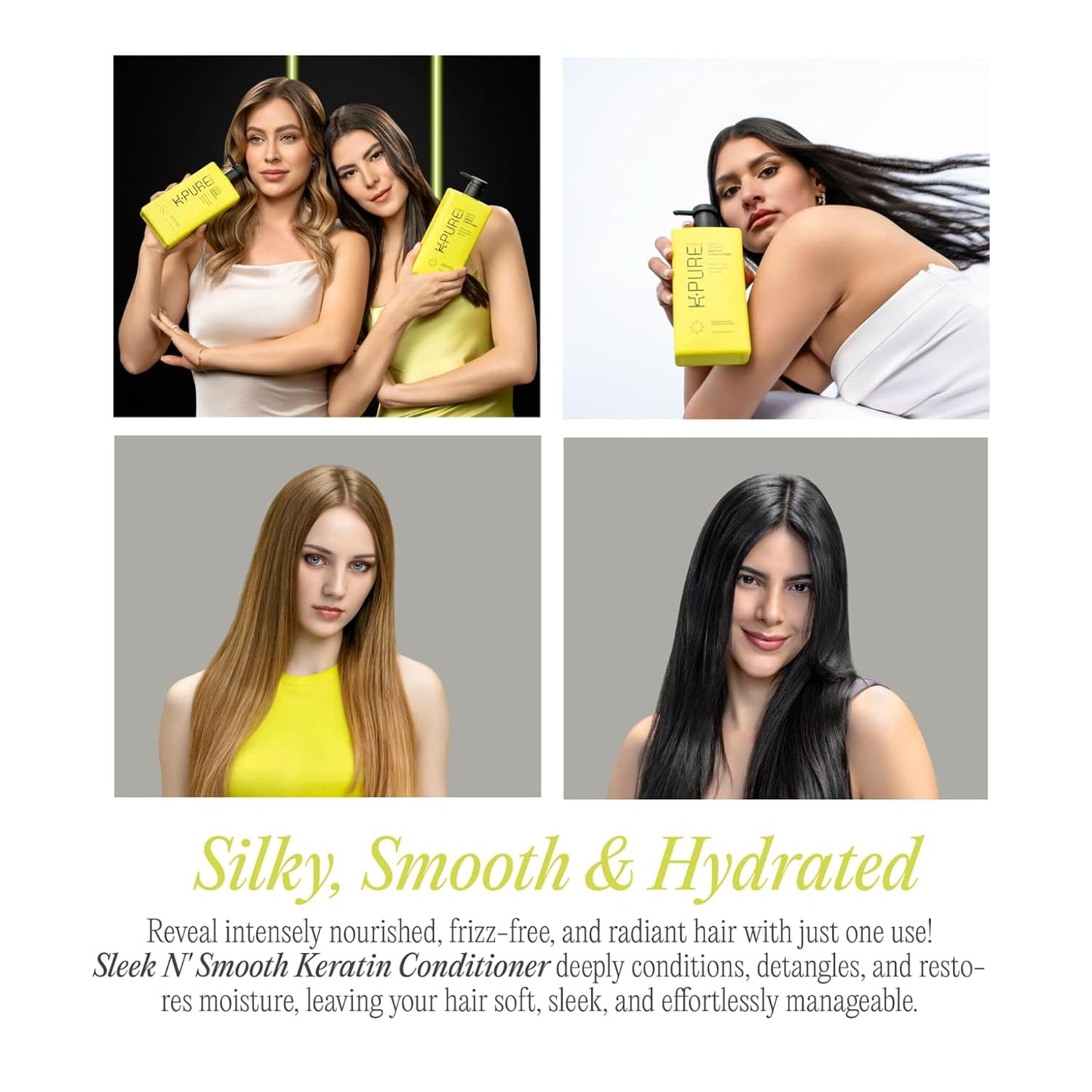 Sleek N' Smooth Keratin Hair Treatment Conditioner - Anti-Frizz, Sulfate & Paraben Free | Strengthens Color-Treated Hair