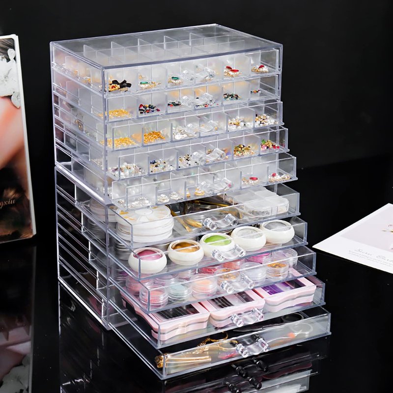 Acrylic 5-Tier Nail Art Storage Box - Transparent Organizer for Jewelry & Cosmetics | Display Stand