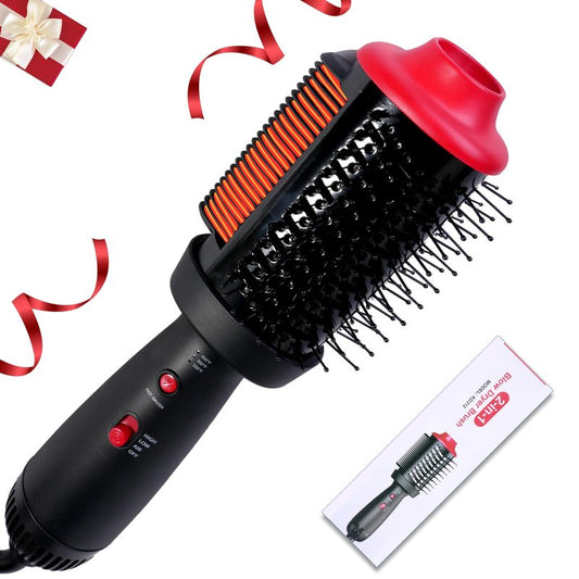 Heated Comb & 4-in-1 Blow Dryer Brush Hair Straightener Brush - Dual Mode Hot Air Styler for Drying, Straightening, Curling & Volumizing All Hair Types, Ceramic Ionic Technology