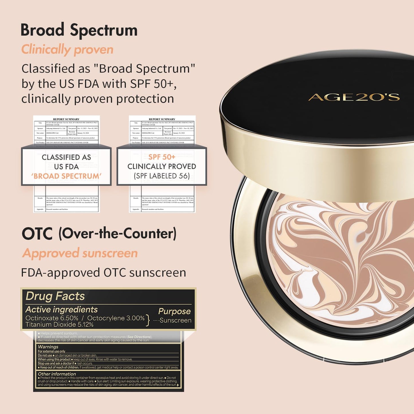 AGE20'S Signature Essence Pact SPF 50+ - Cream Foundation with Dewy Finish | 21N Vanilla | Natural Coverage