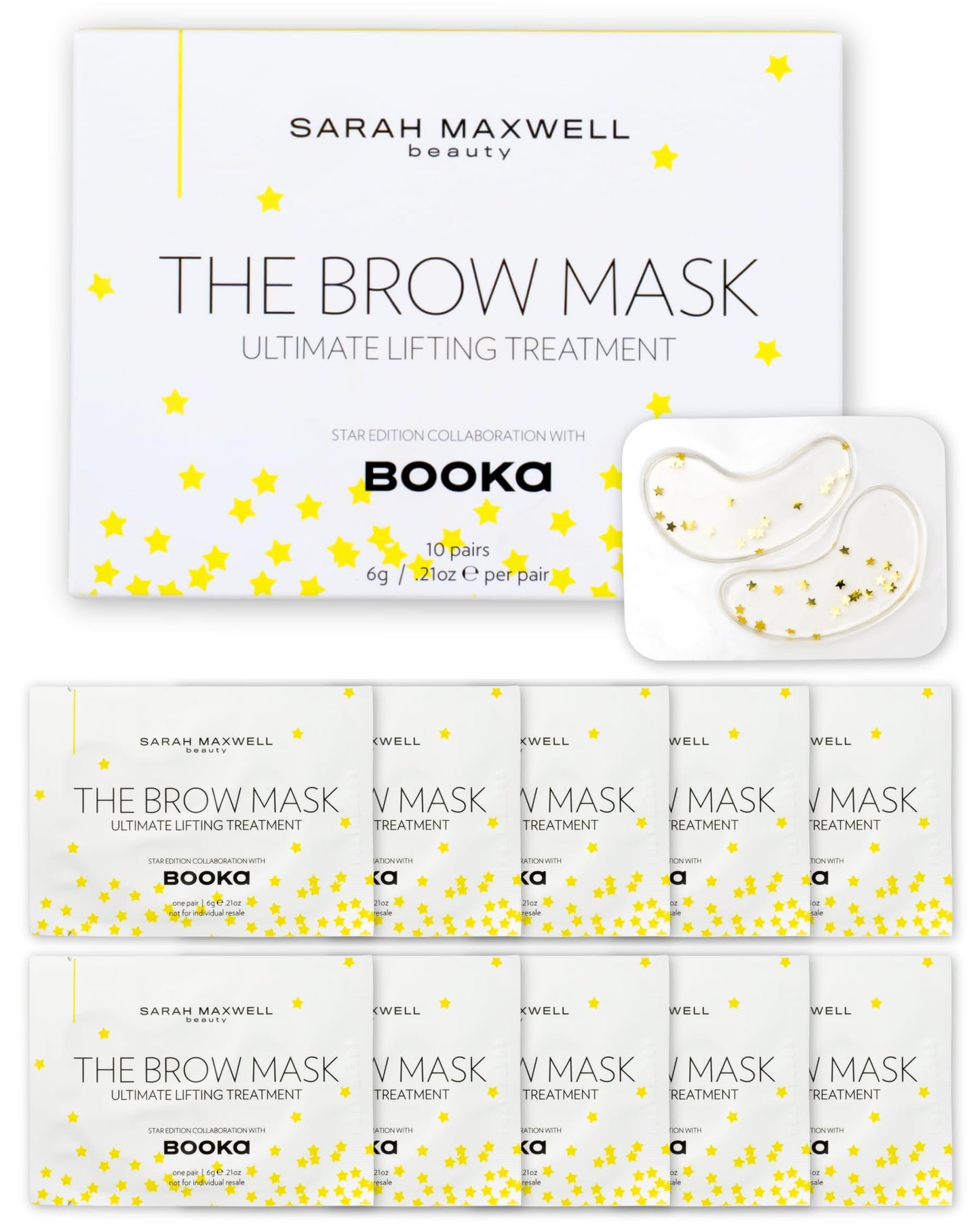 Sarah Maxwell Beauty Brow Mask: Ultimate Nourishing & Hydrating Treatment – Natural Brow Revitalizer for Full & Vibrant Appearance - 10 Pack
