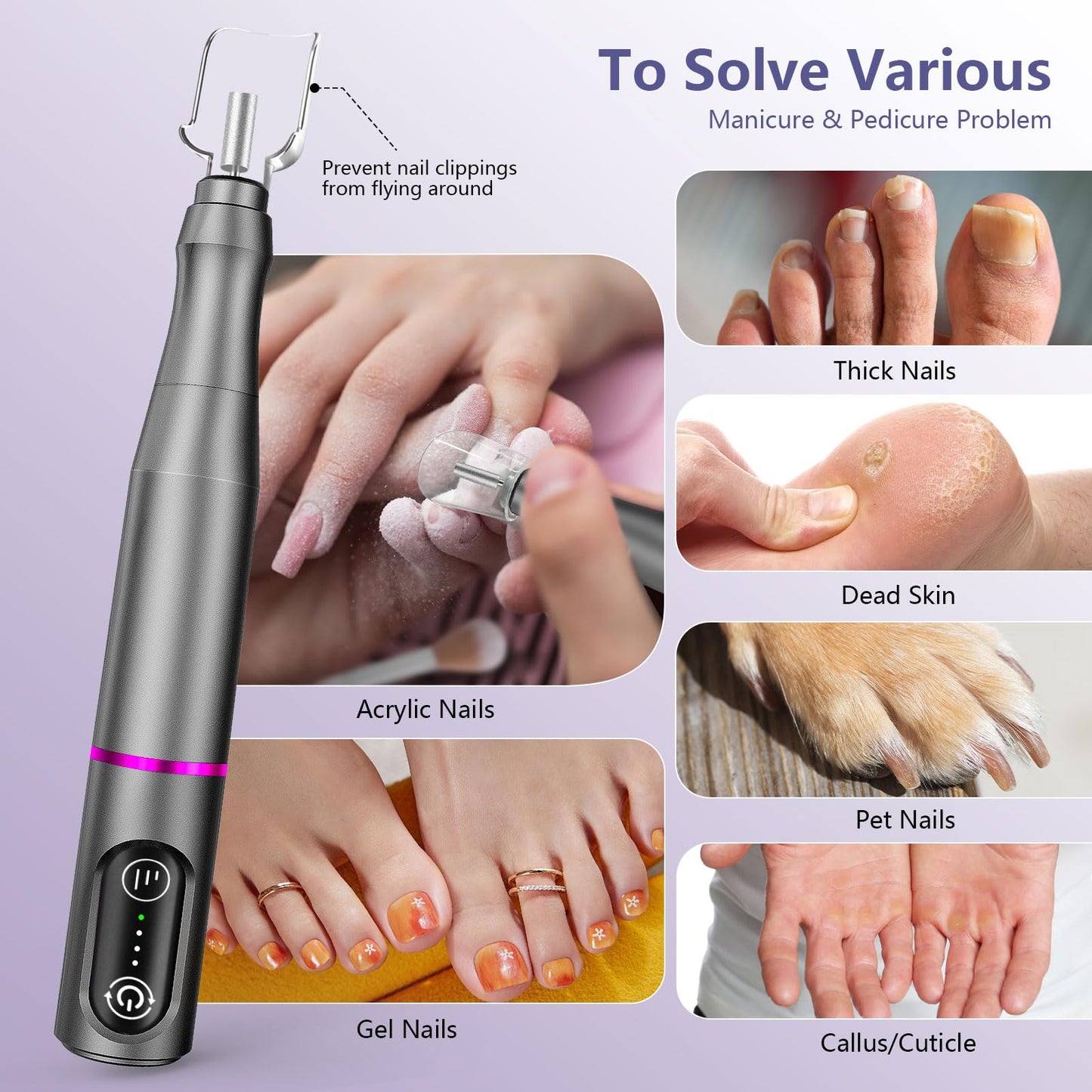 TUOBEO Cordless Nail Drill, Rechargeable Electric Nail File, 11 Bits