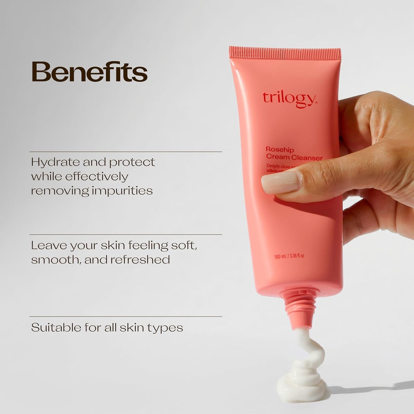 Trilogy Rosehip Cream Cleanser - Nourishing Formula with Prickly Pear | 3.38 fl oz